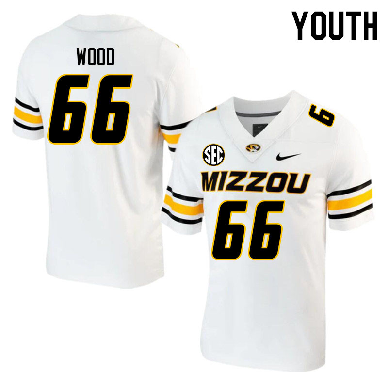 Youth #66 Connor Wood Missouri Tigers College 2023 Football Stitched Jerseys Sale-White